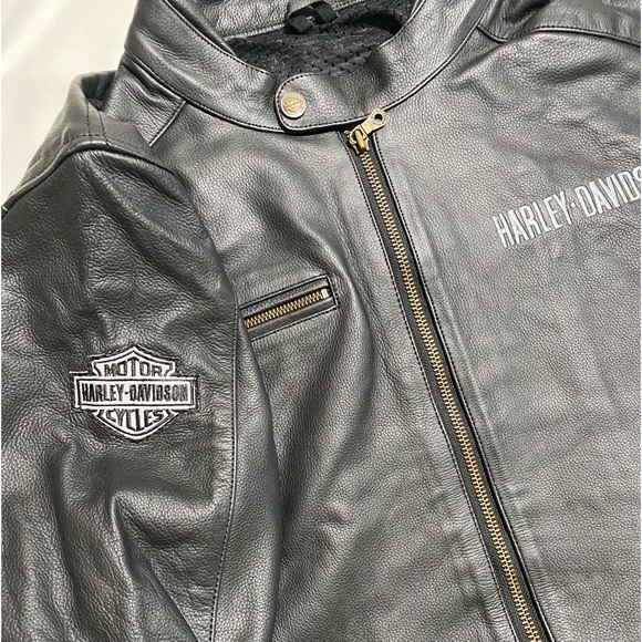 Men's H.D BlOUSON CUIR Motorcycle Skull Reflective Leather Jacket - Picture 4 of 5